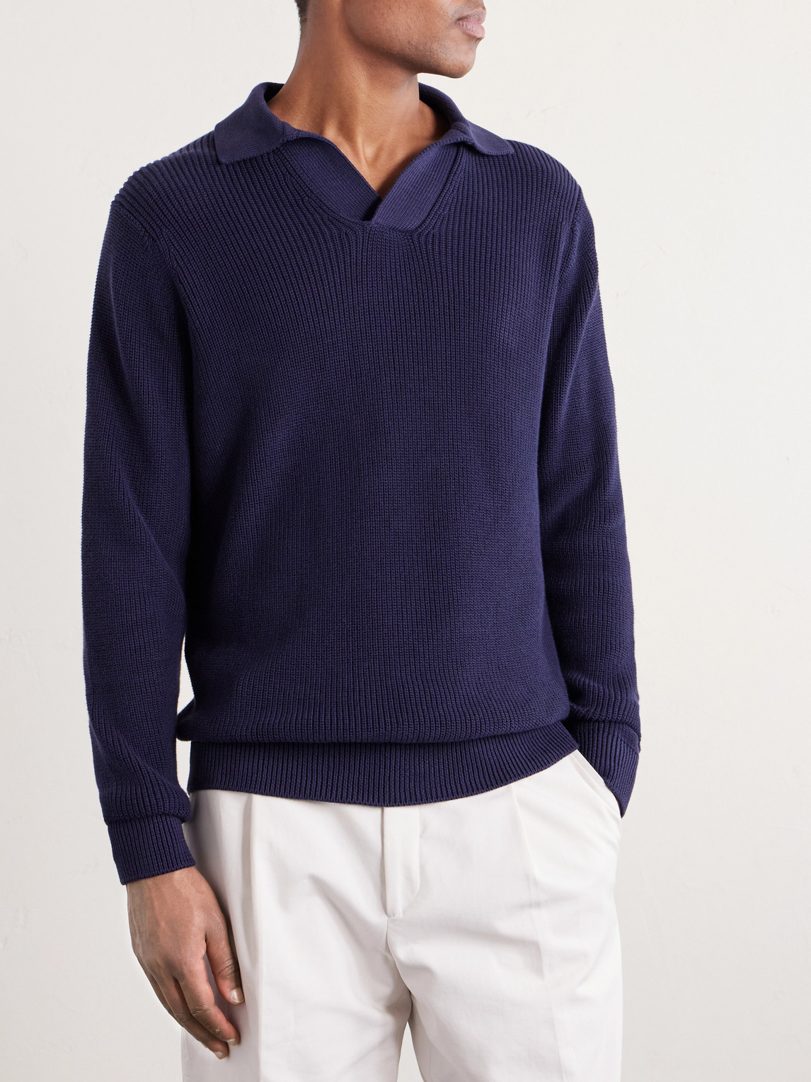  Thom Sweeney - Cotton Polo Sweater - Men - Blue - S 