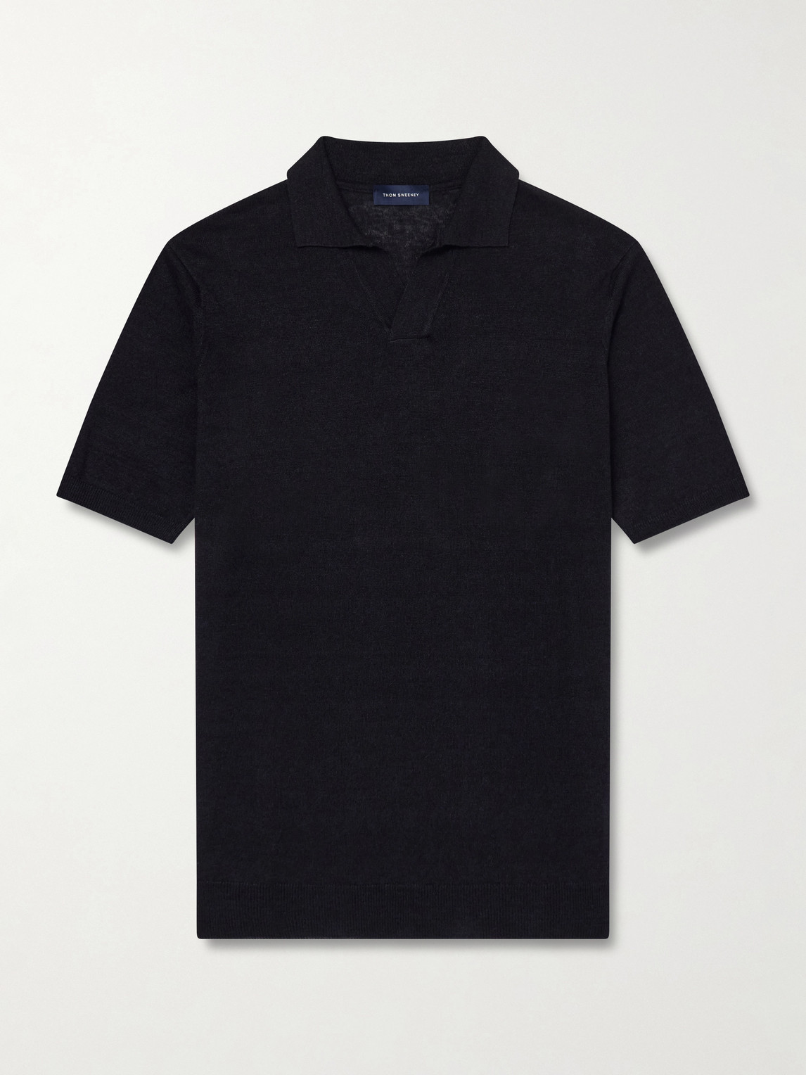 Thom Sweeney Linen And Cotton-blend Polo Shirt In Black