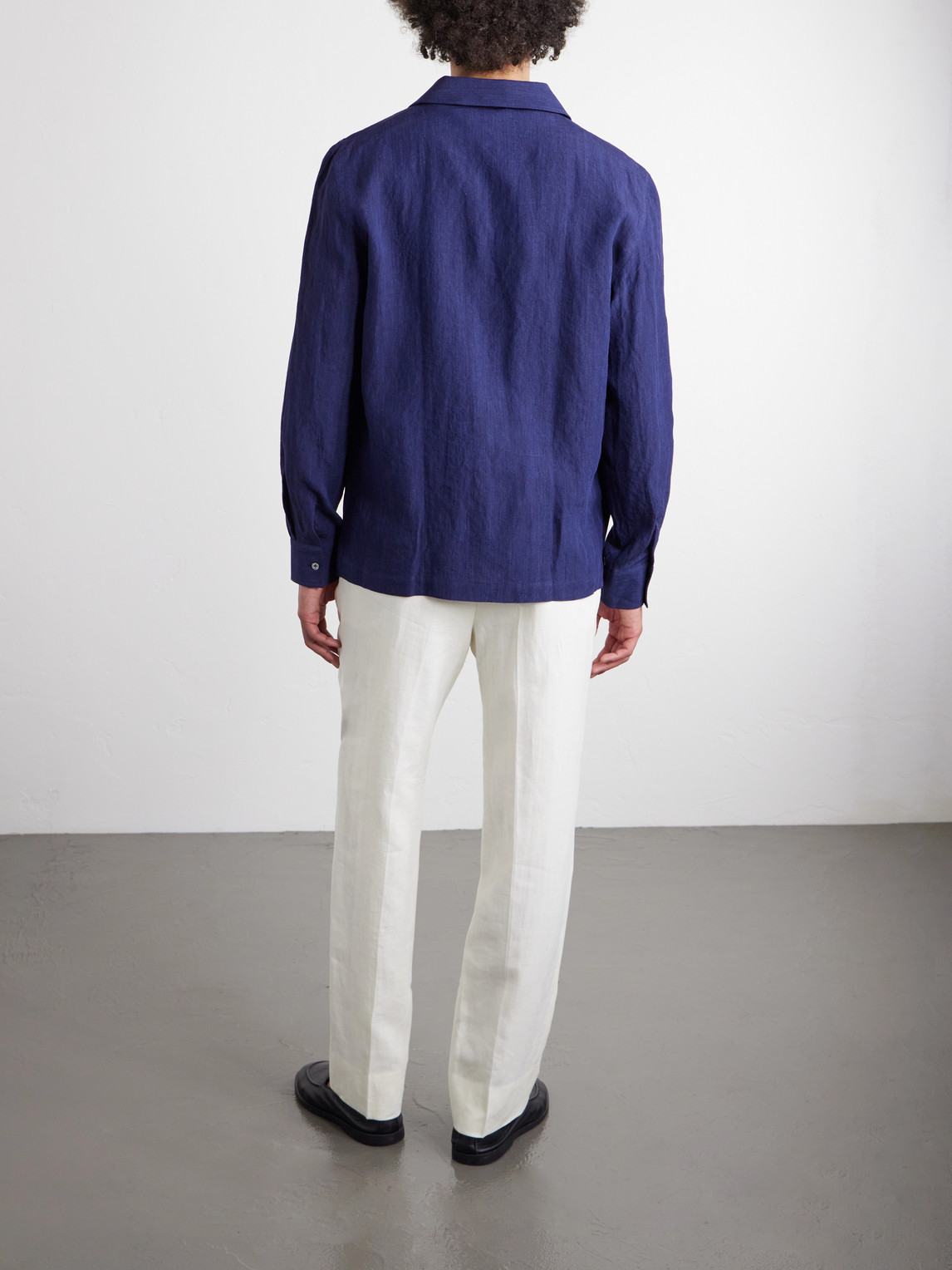  Thom Sweeney - Linen Shirt - Men - Blue - S 
