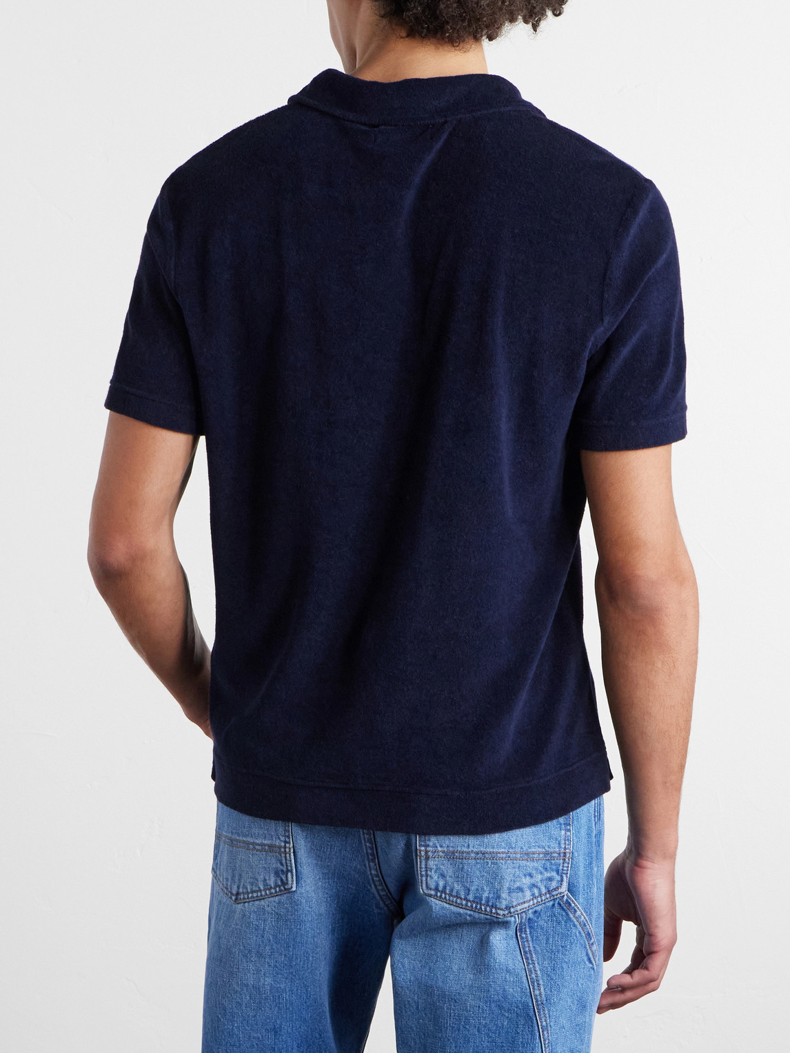 Thom Sweeney - Terry-cotton Polo Shirt - Men - Blue - S 