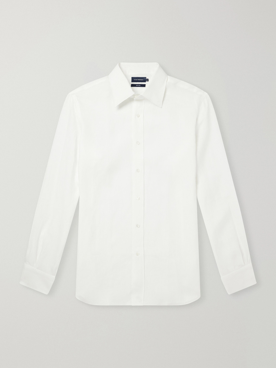 Thom Sweeney Linen Straight Point Collar Shirt In Multi