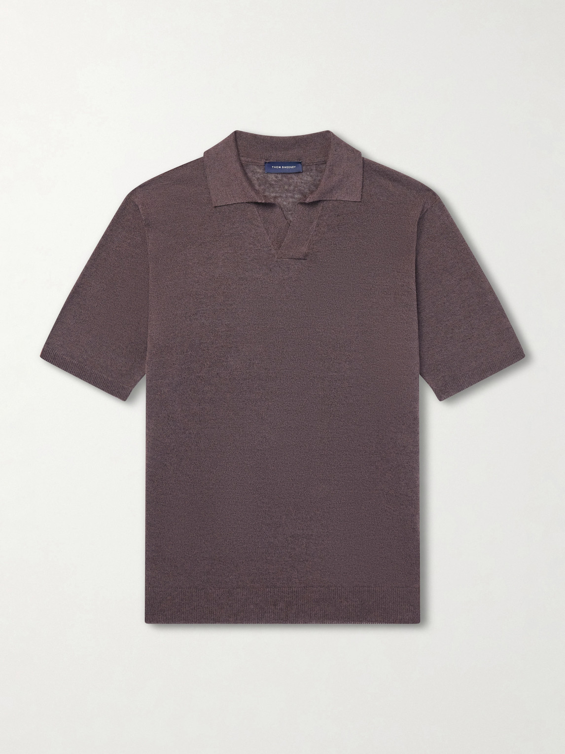 Thom Sweeney Linen And Cotton-blend Polo Shirt In Brown