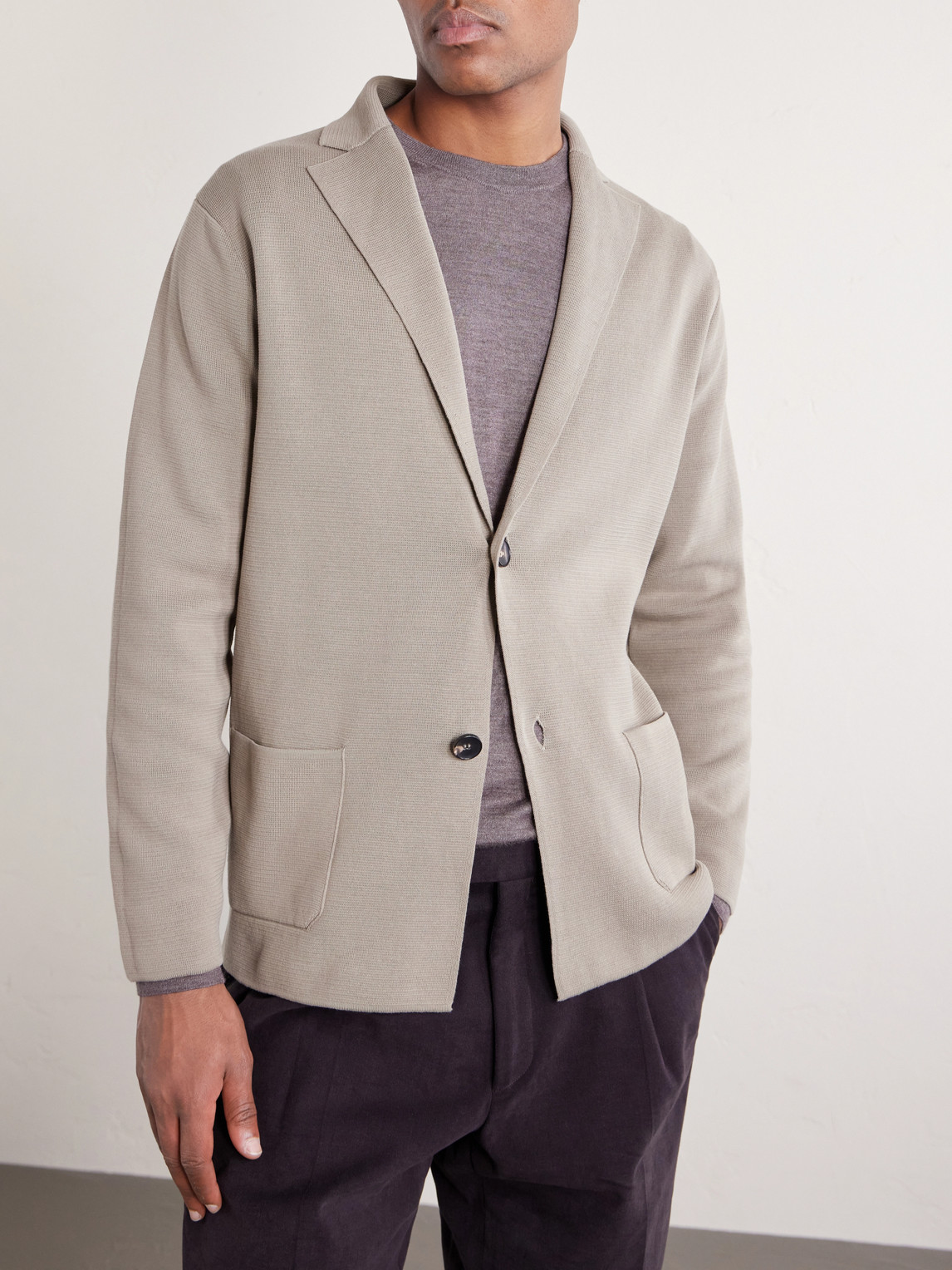  Thom Sweeney - Cotton Crepe Knitted Blazer - Men - Gray - S 