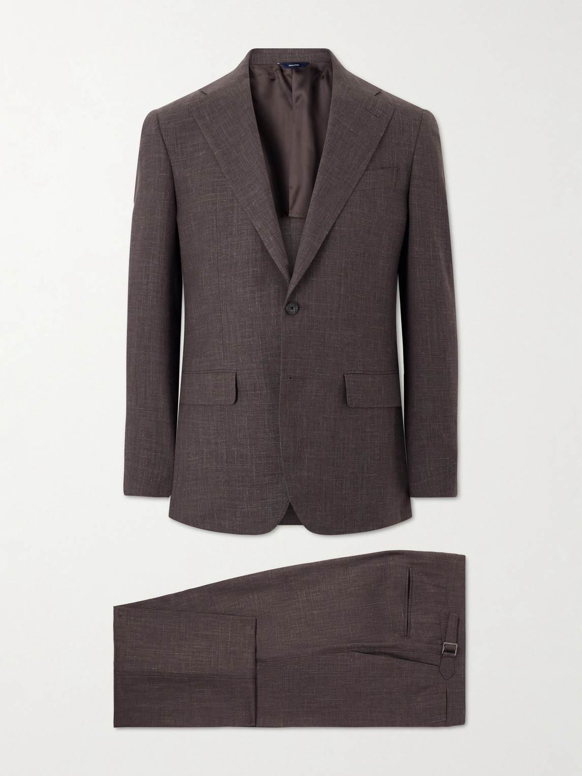 Thom Sweeney Wool, Linen And Silk-blend Suit In Brown