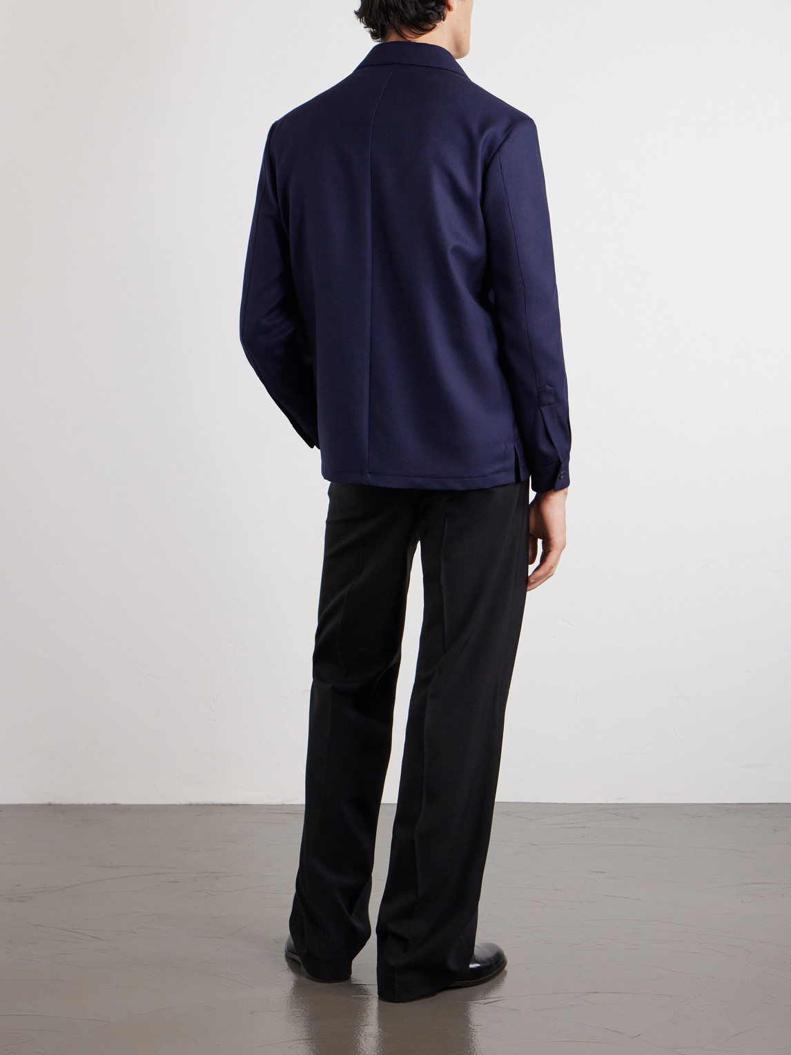 Thom Sweeney Wool Overshirt In Blue