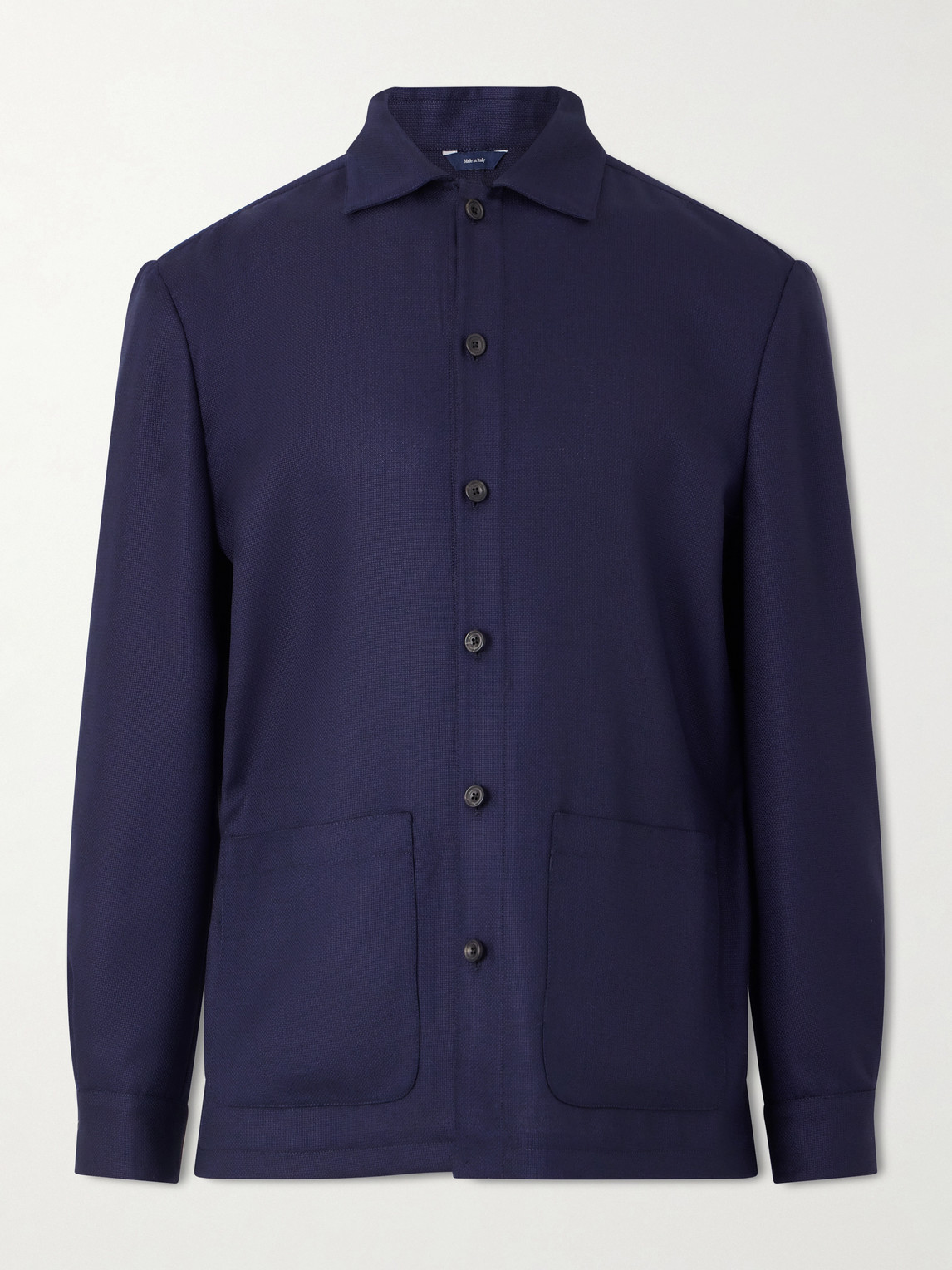 Thom Sweeney Wool Overshirt In Blue