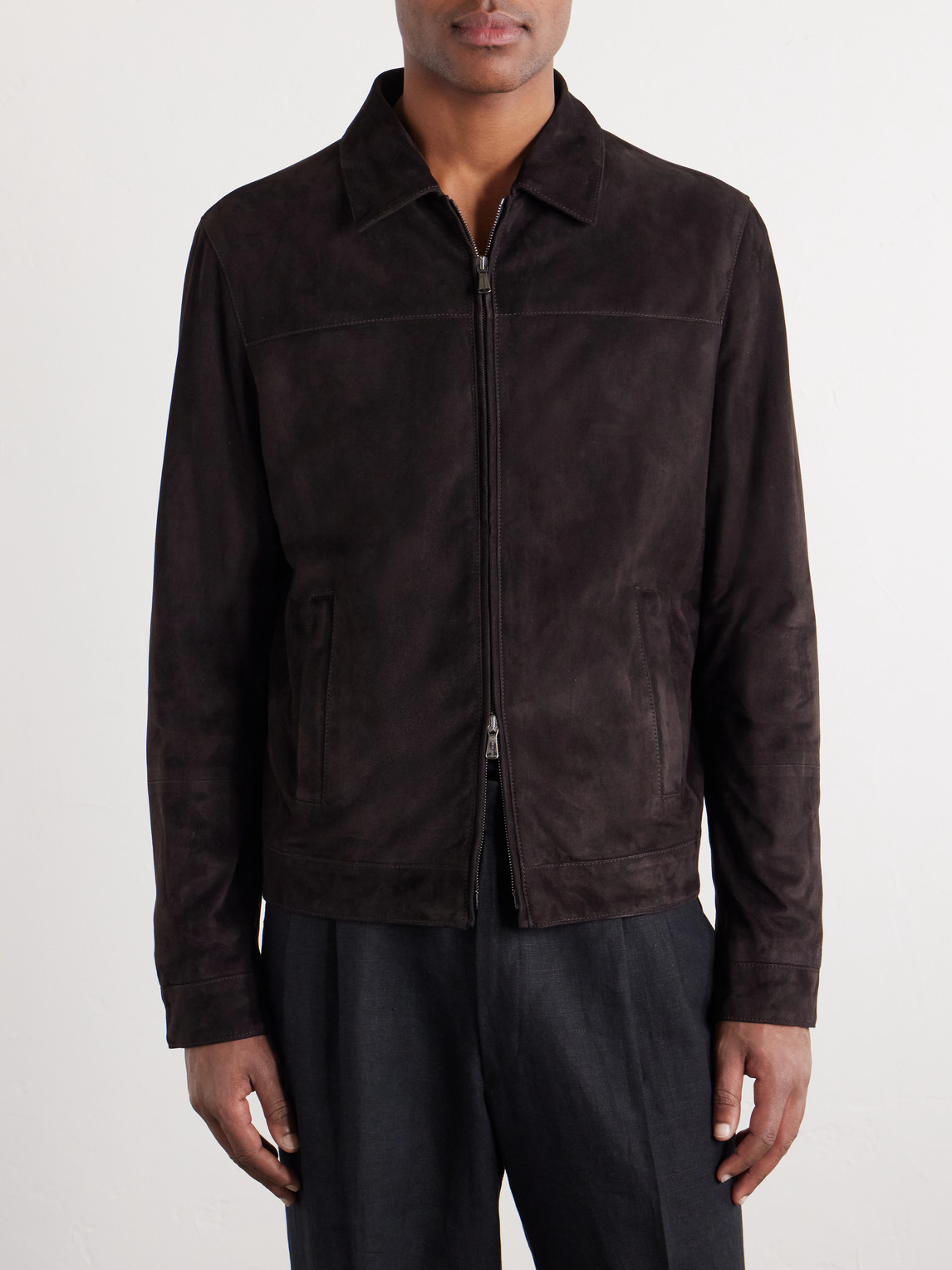  Thom Sweeney - Suede Bomber Jacket - Men - Brown - It 50 