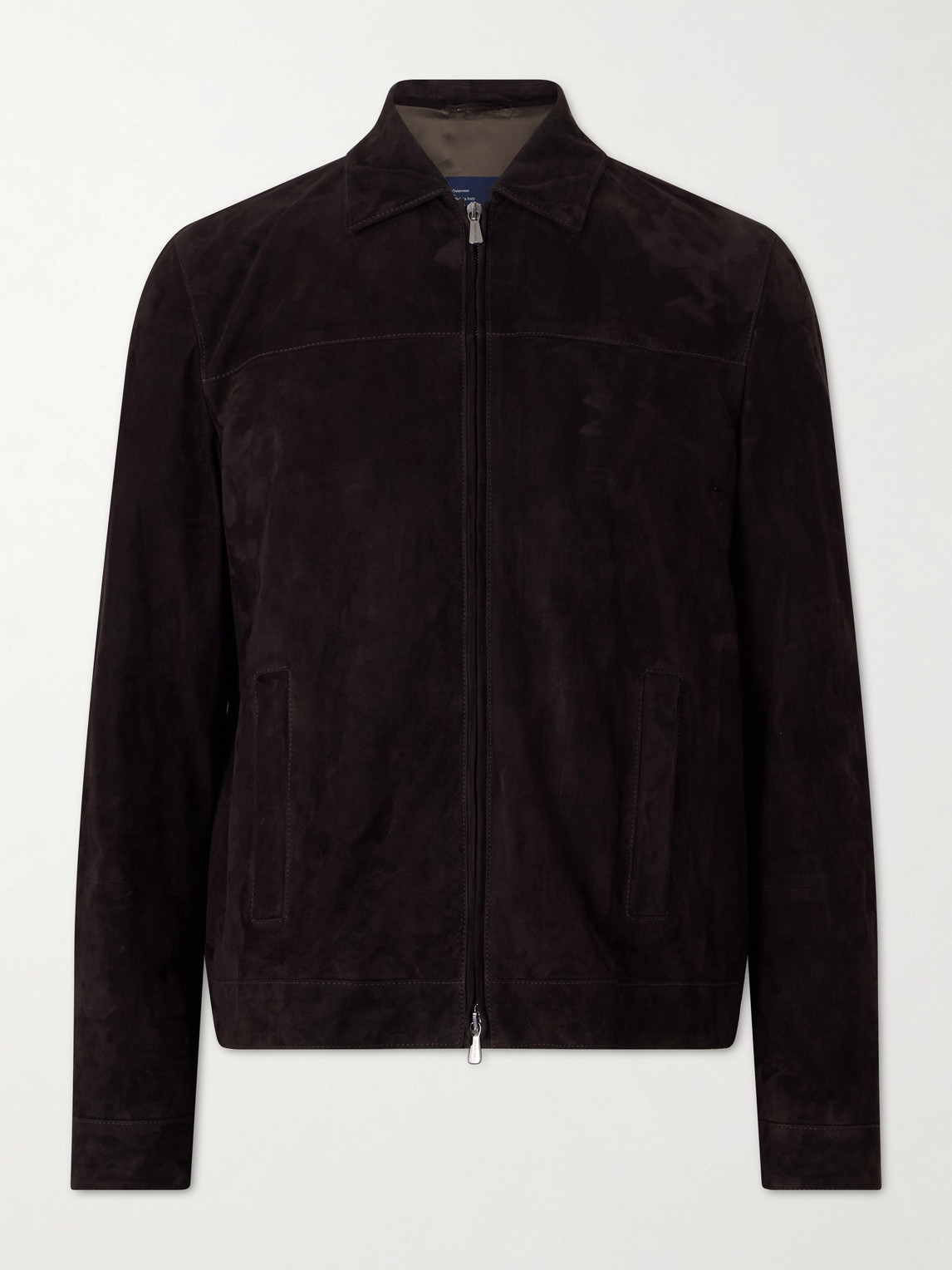 Thom Sweeney Suede Bomber Jacket In Brown