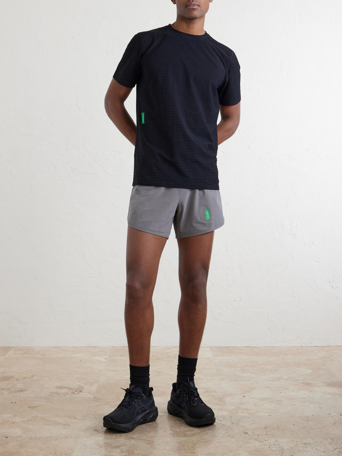 Straight-Leg Logo-Print 5" Stretch-Jersey Running Shorts — 2