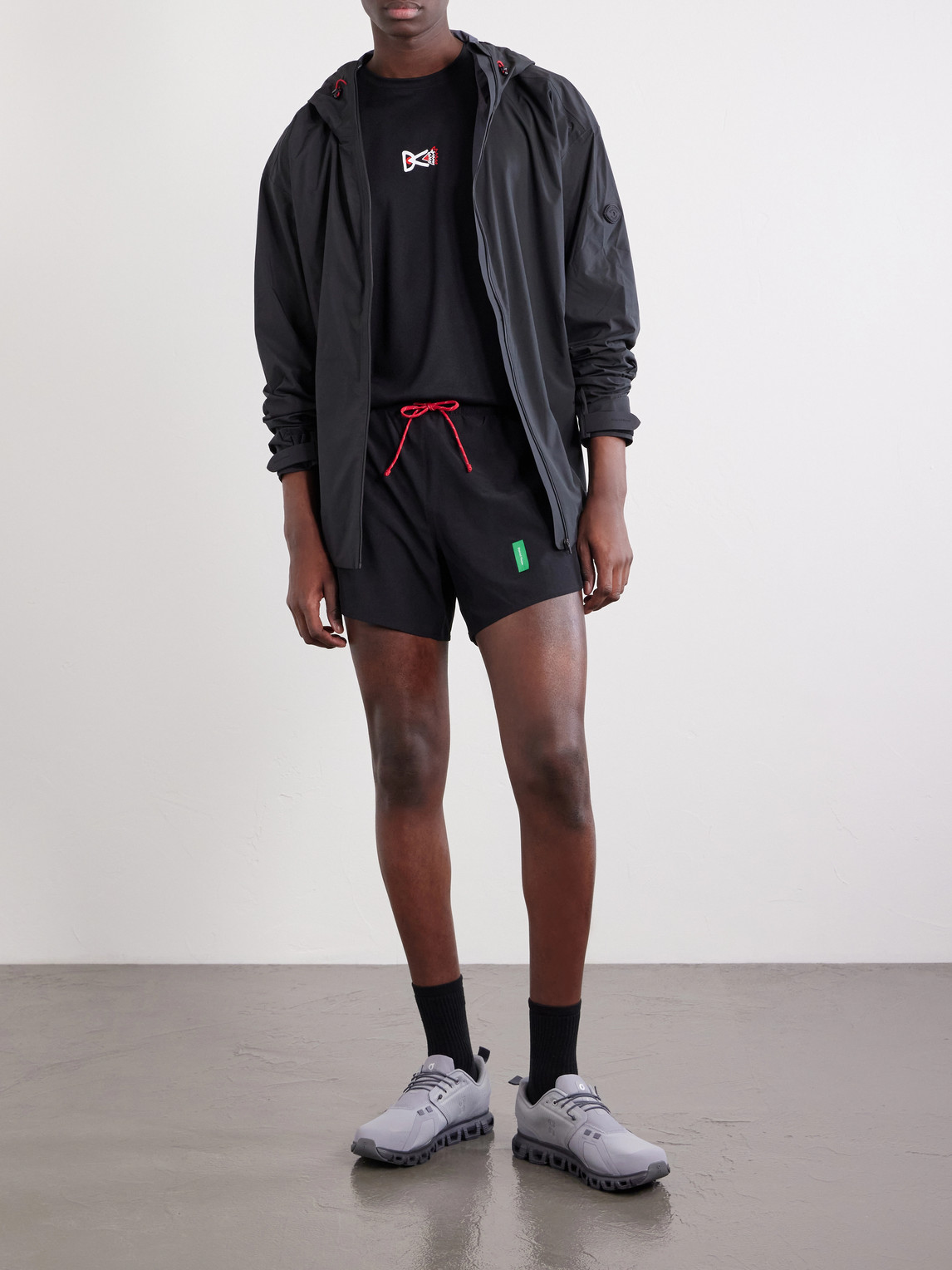 Straight-Leg Logo-Print 5" Stretch-Jersey Running Shorts — 2