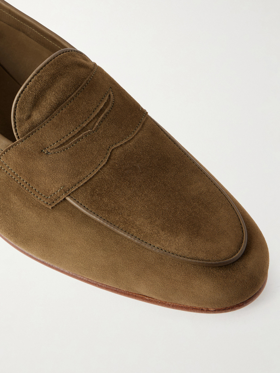 Polperro Leather-Trimmed Suede Penny Loafers
