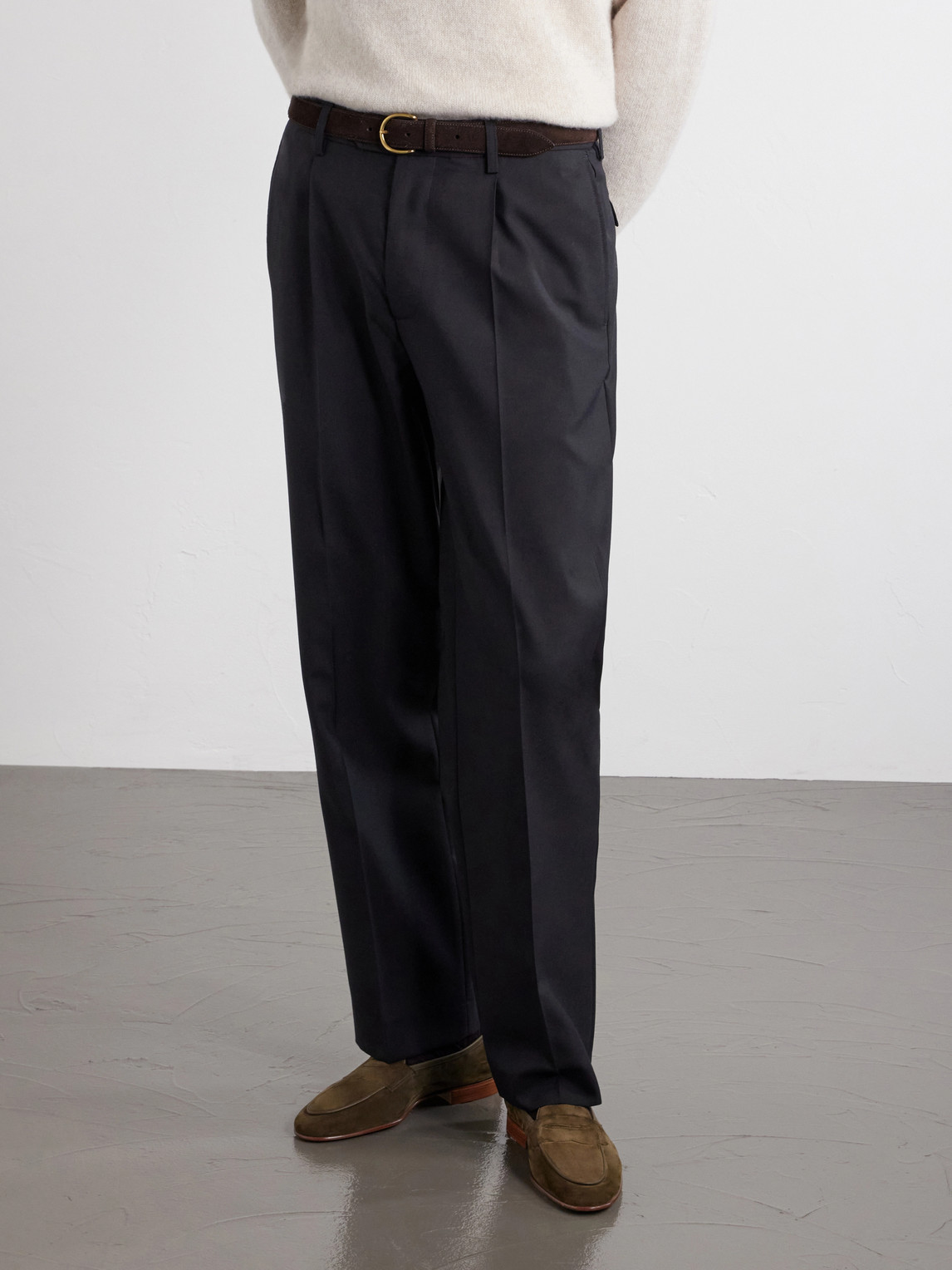 Polperro Leather-Trimmed Suede Penny Loafers