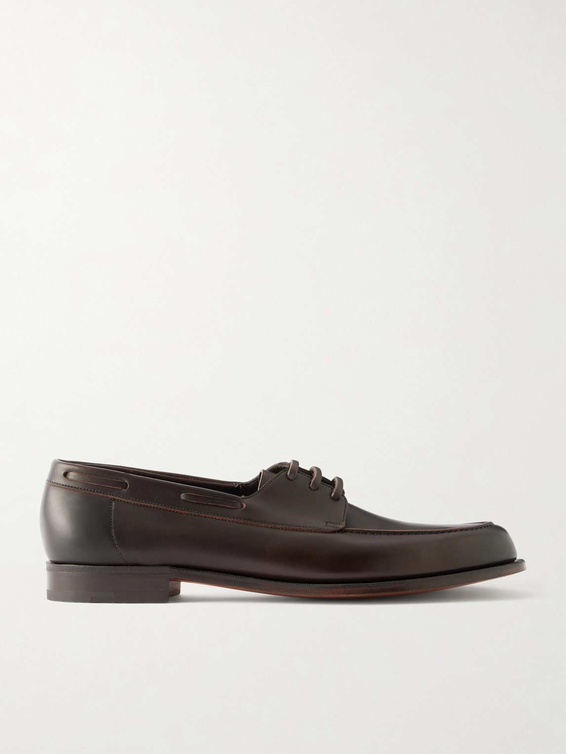 Edward Green Saltash Leather Boat Shoes In Black