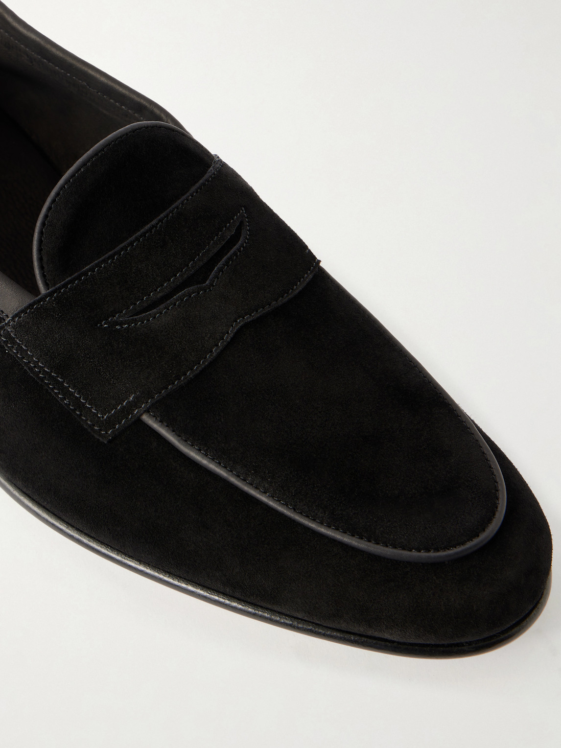 Polperro Leather-Trimmed Suede Penny Loafers
