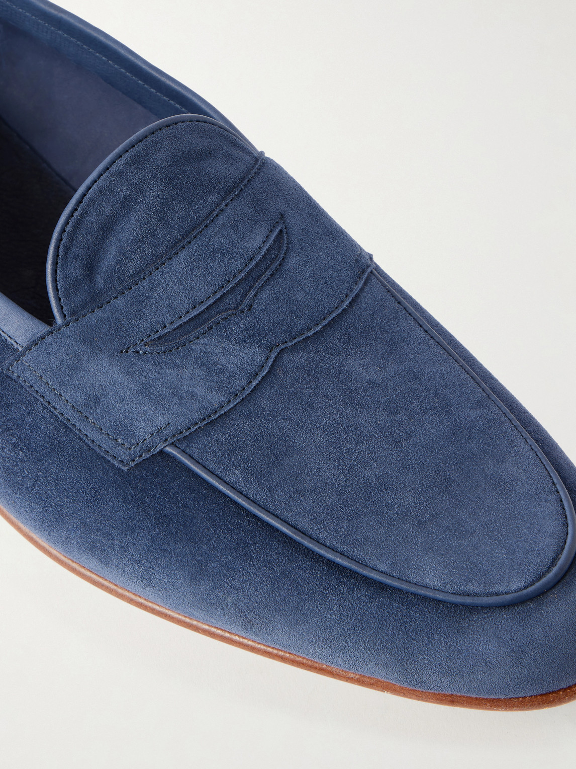 Polperro Leather-Trimmed Suede Penny Loafers