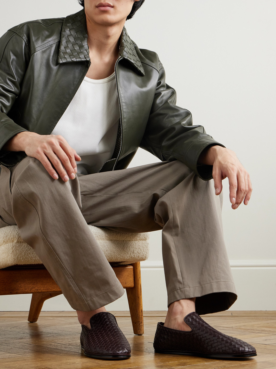 Intrecciato Full-Grain Leather Slippers — 2