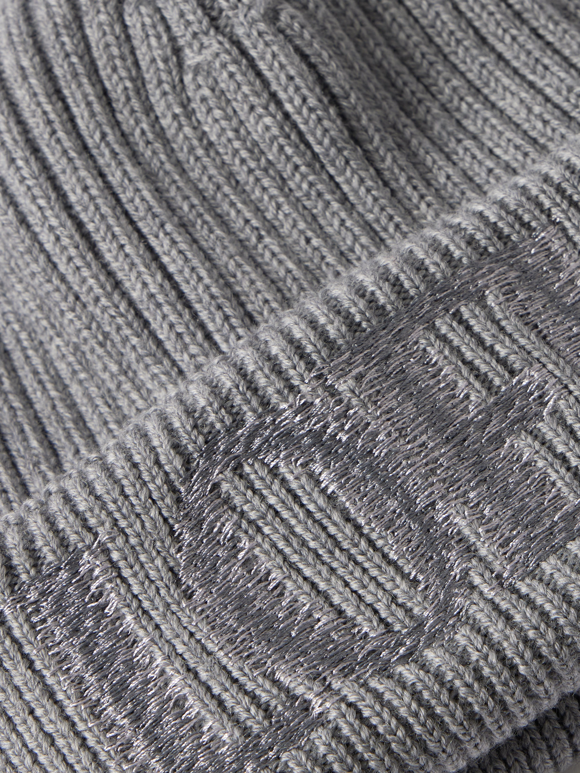 Loewe Logo-embroidered Ribbed Wool Beanie In Gray