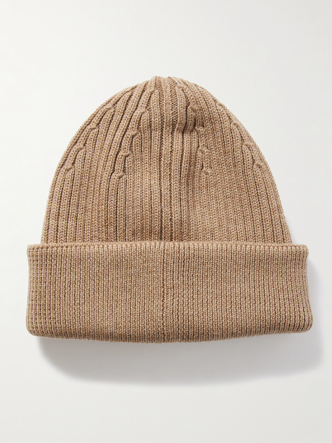 Loewe Logo-embroidered Ribbed Wool Beanie In Neutral