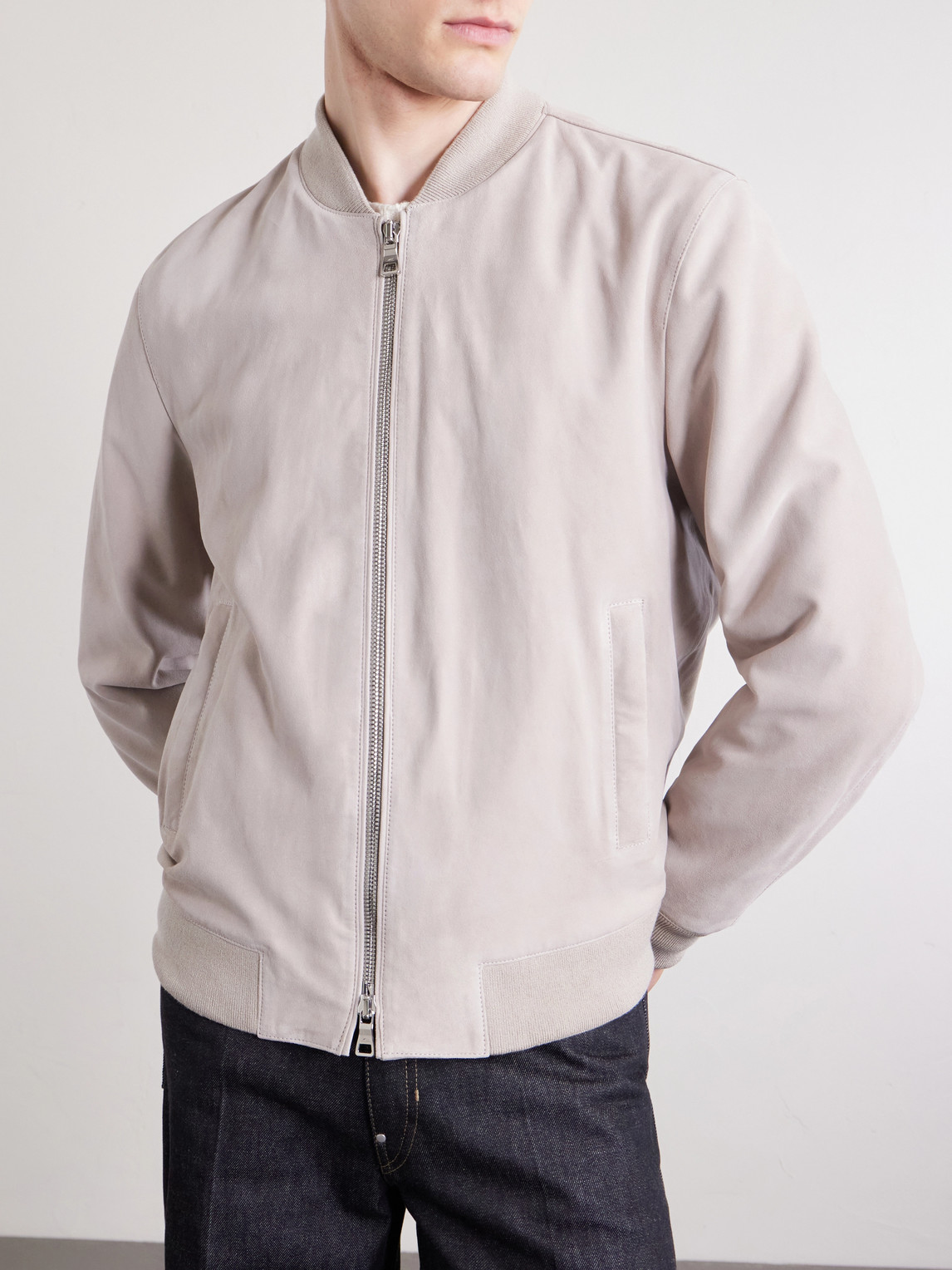  Mr P. - Suede Bomber Jacket - Men - Neutrals - Xs 