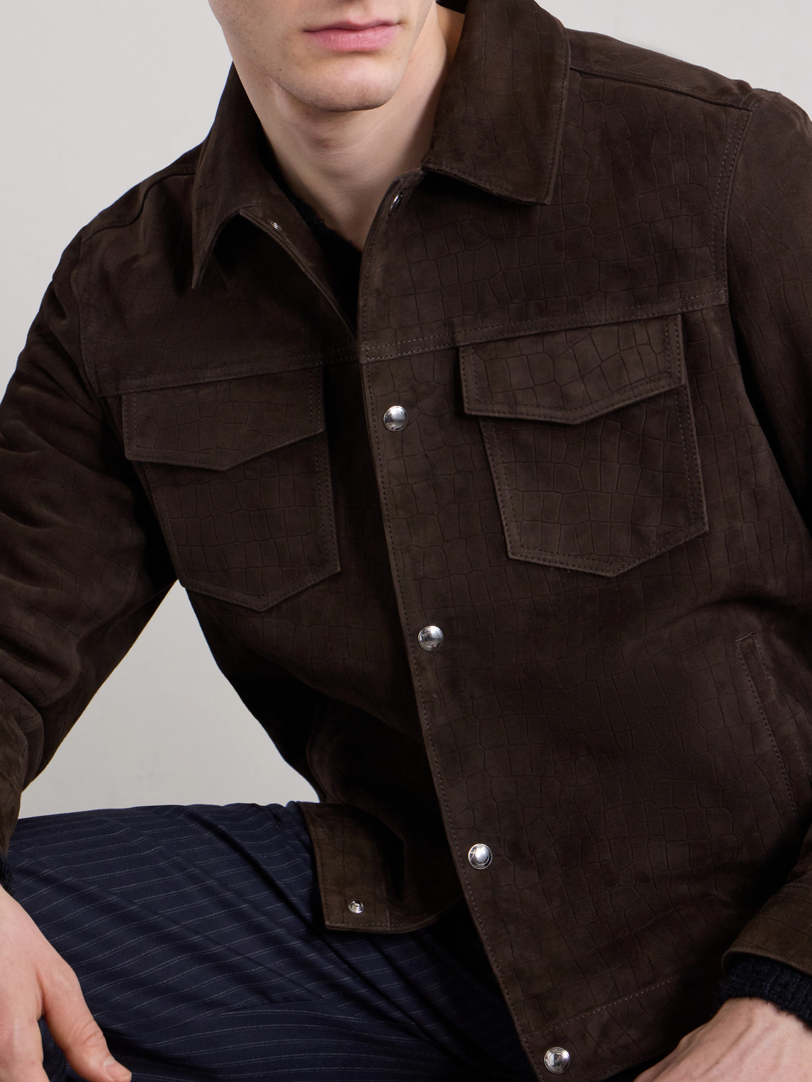 Mr P. - Croc-Effect Suede Jacket