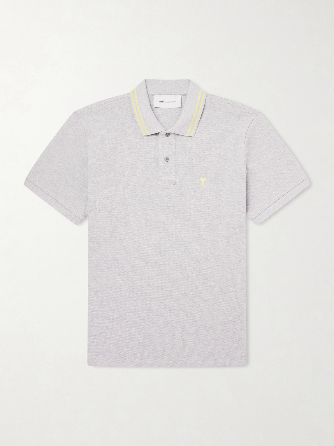 AMI Paris AMI PARIS - Logo-Embroidered Cotton-Jersey Polo Shirt - Men - Gray - XS aus 100% Cotton in Gray