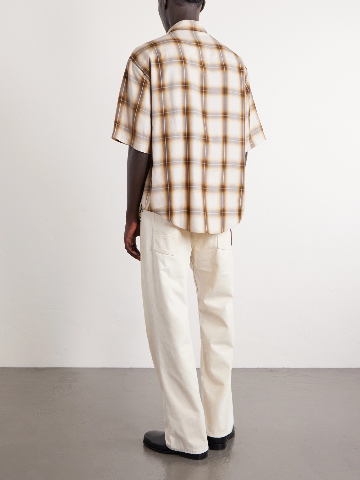 Logo-Embroidered Checked Lyocell Shirt