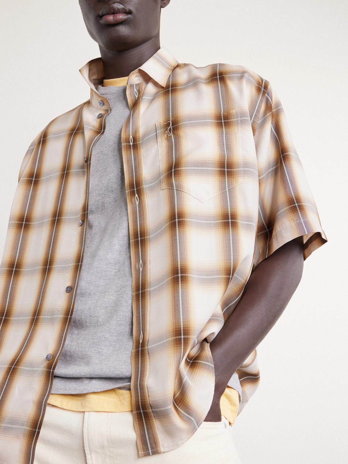 Logo-Embroidered Checked Lyocell Shirt