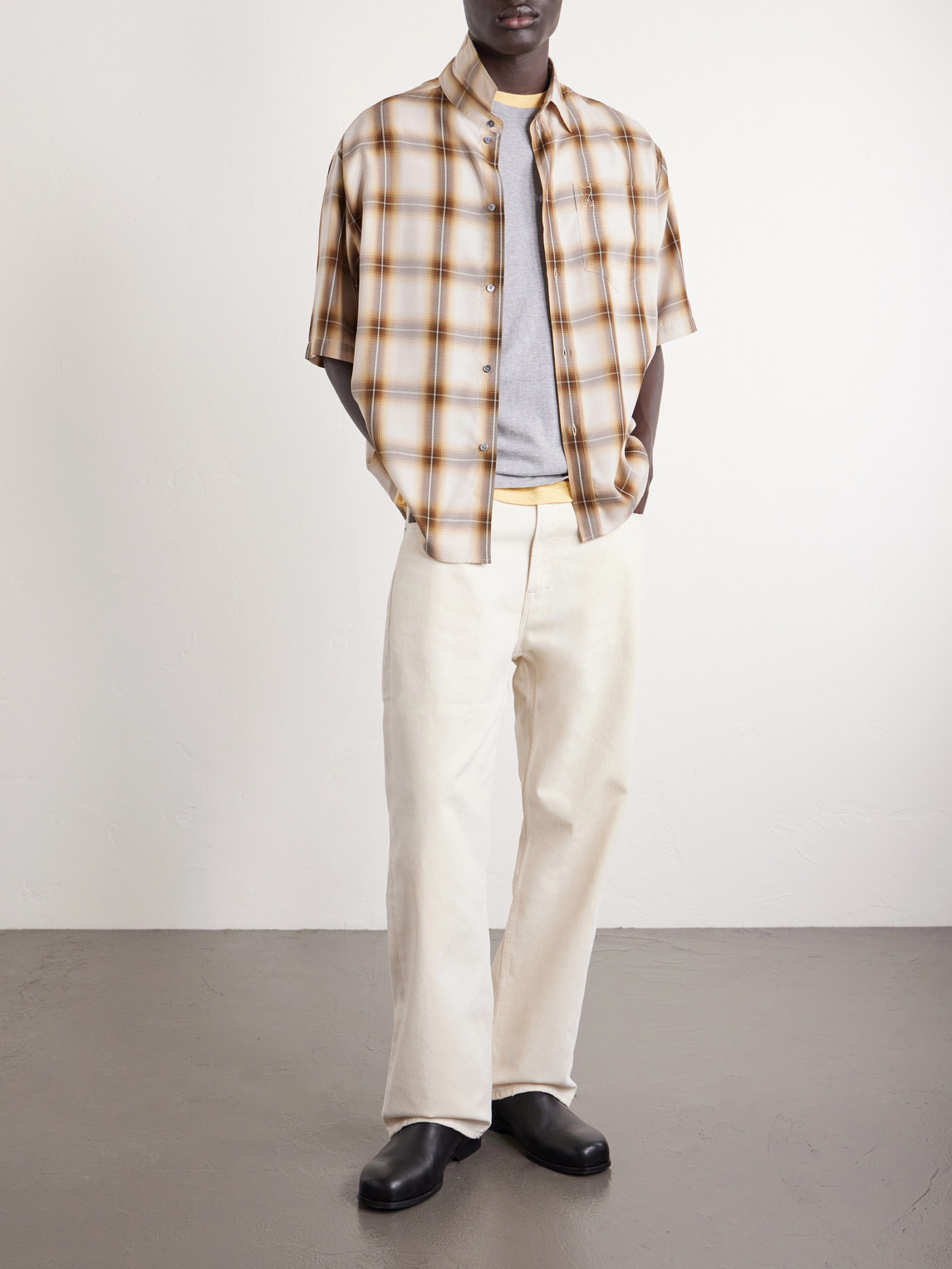 Logo-Embroidered Checked Lyocell Shirt