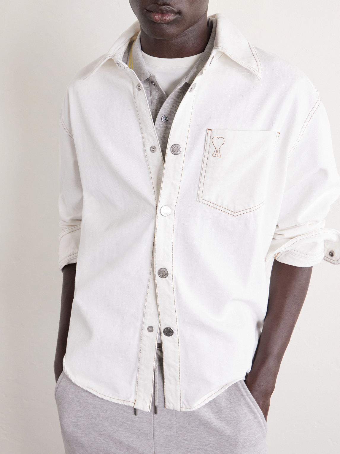 Logo-Embroidered Denim Overshirt