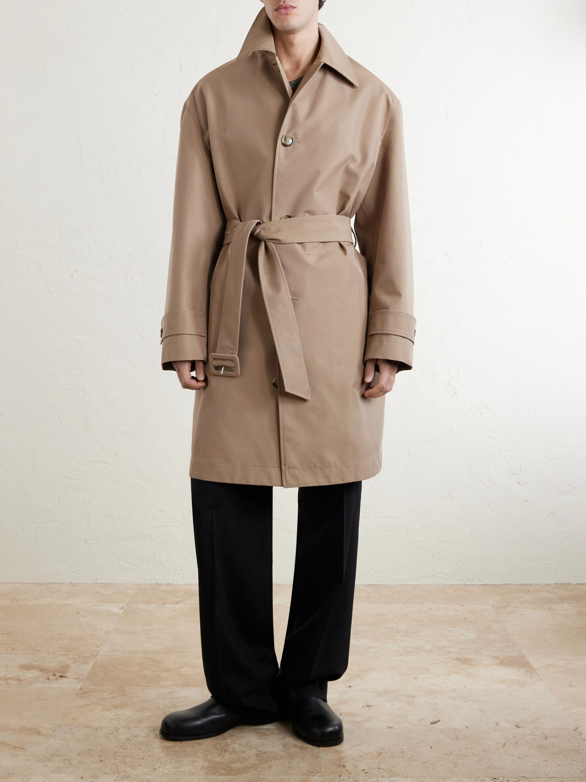  Ami Paris - Belted Woven Trench Coat - Men - Neutrals - S 