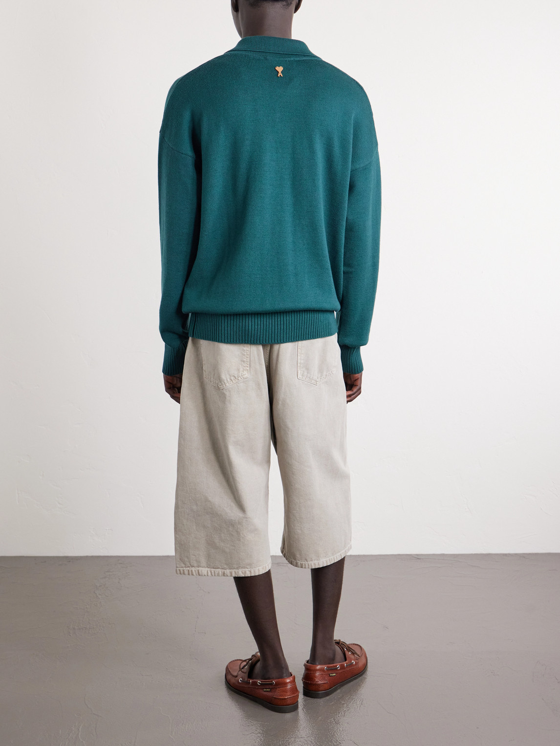Knitted Wool And Cotton-Blend Polo Sweater
