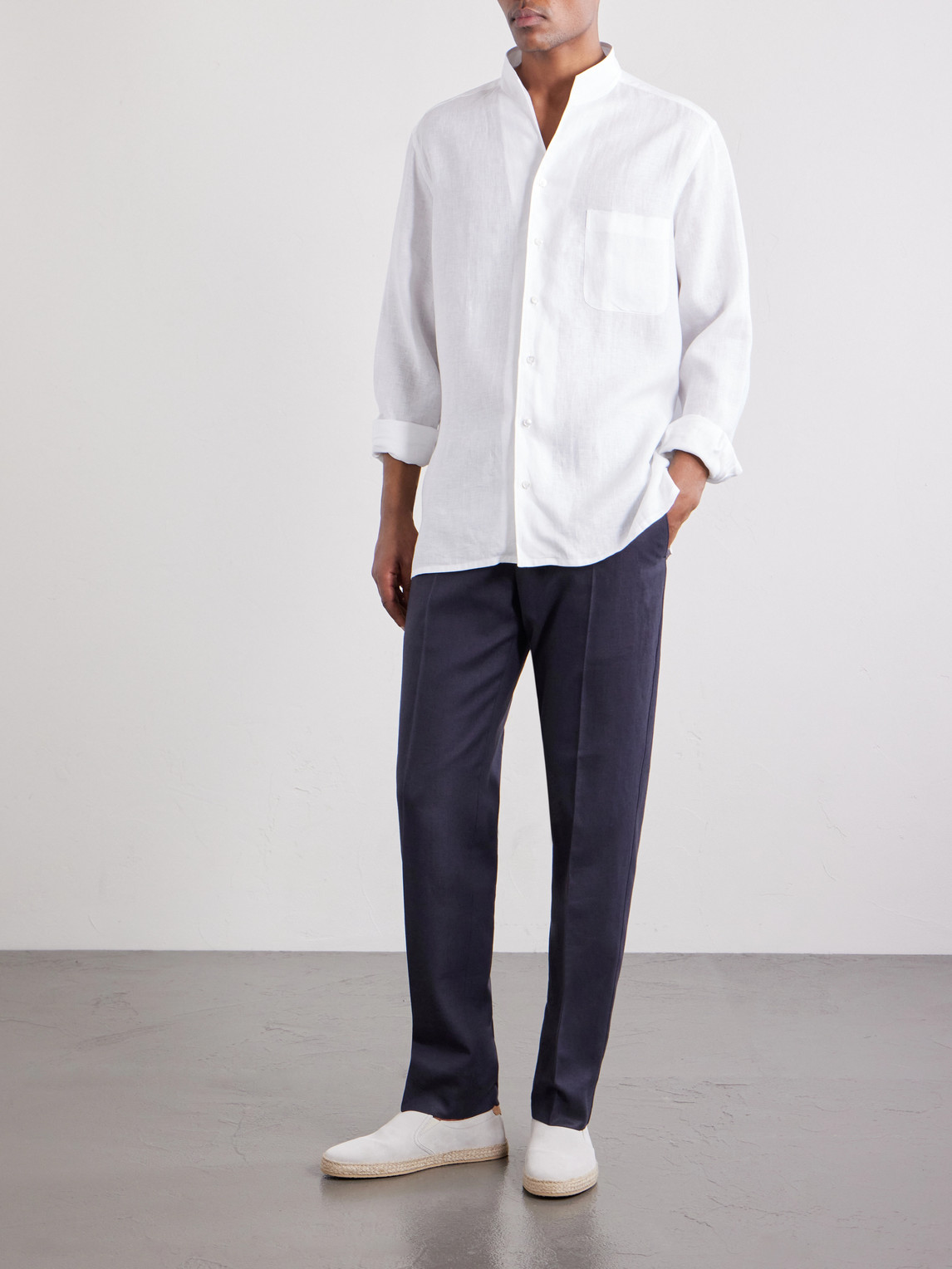 Straight-Leg Linen-Twill Trousers