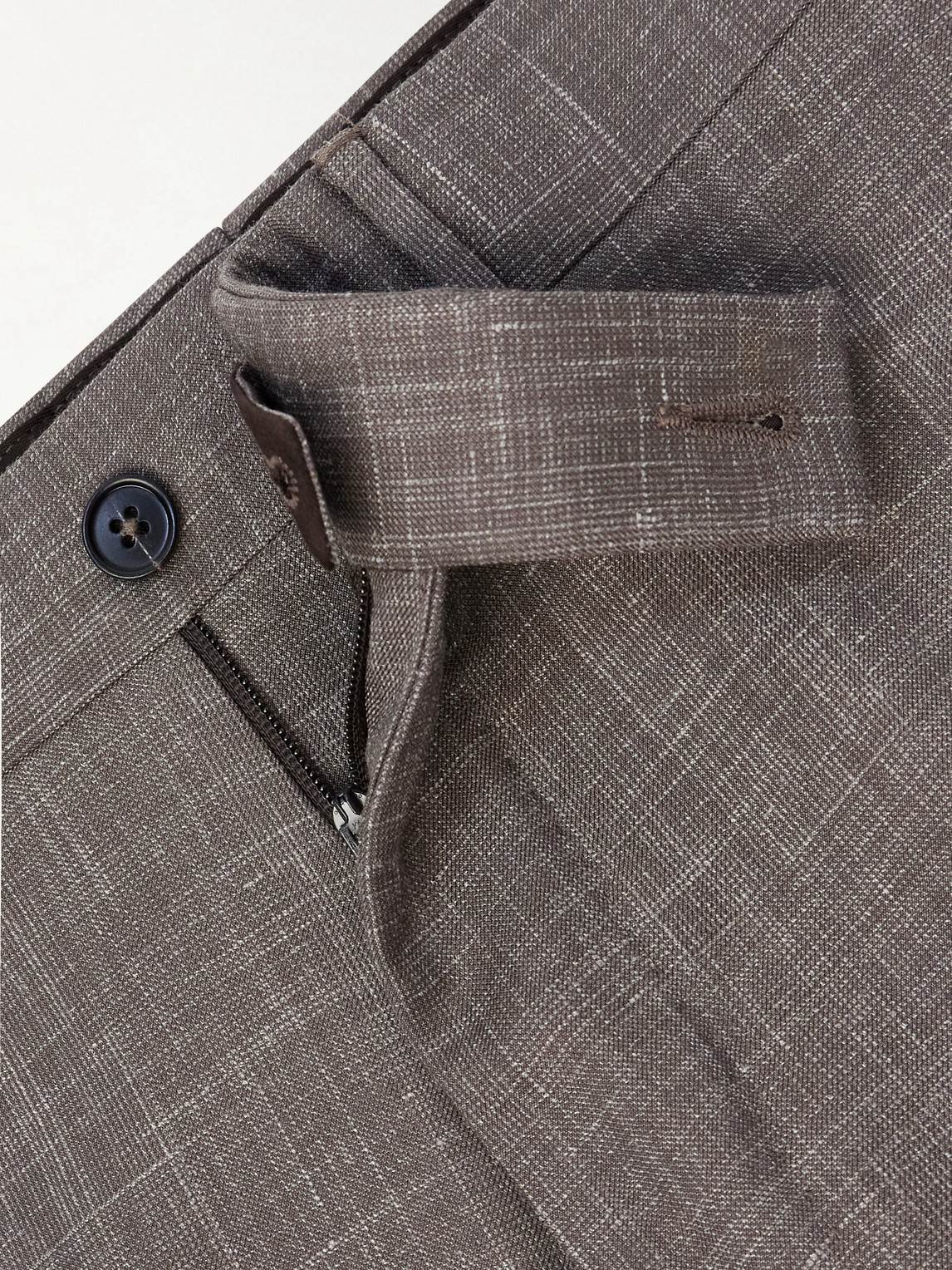 Straight-Leg Price Of Wales Checked Wool, Silk And Linen-Blend Suit Trousers