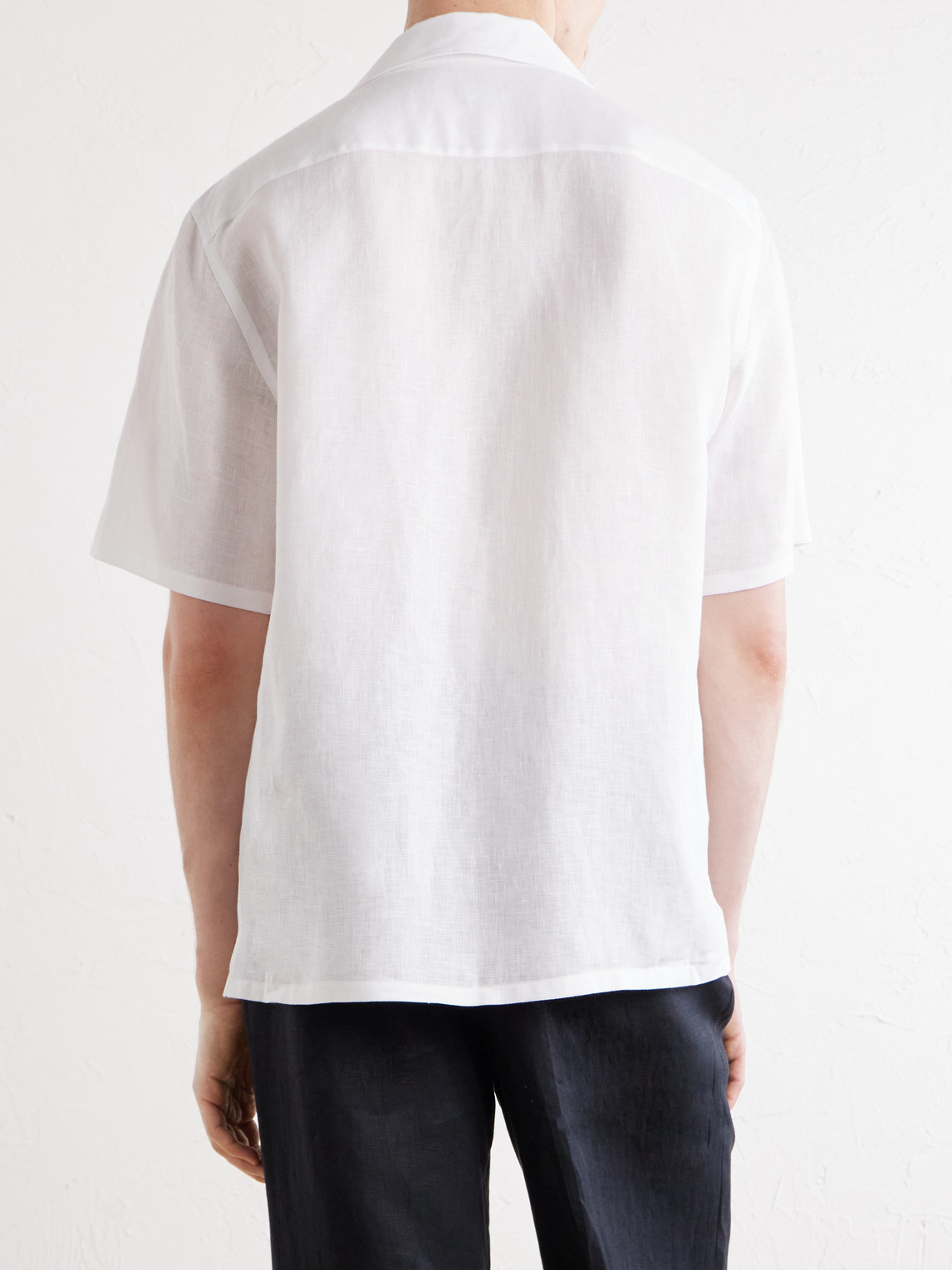 Convertible-Collar Linen Shirt
