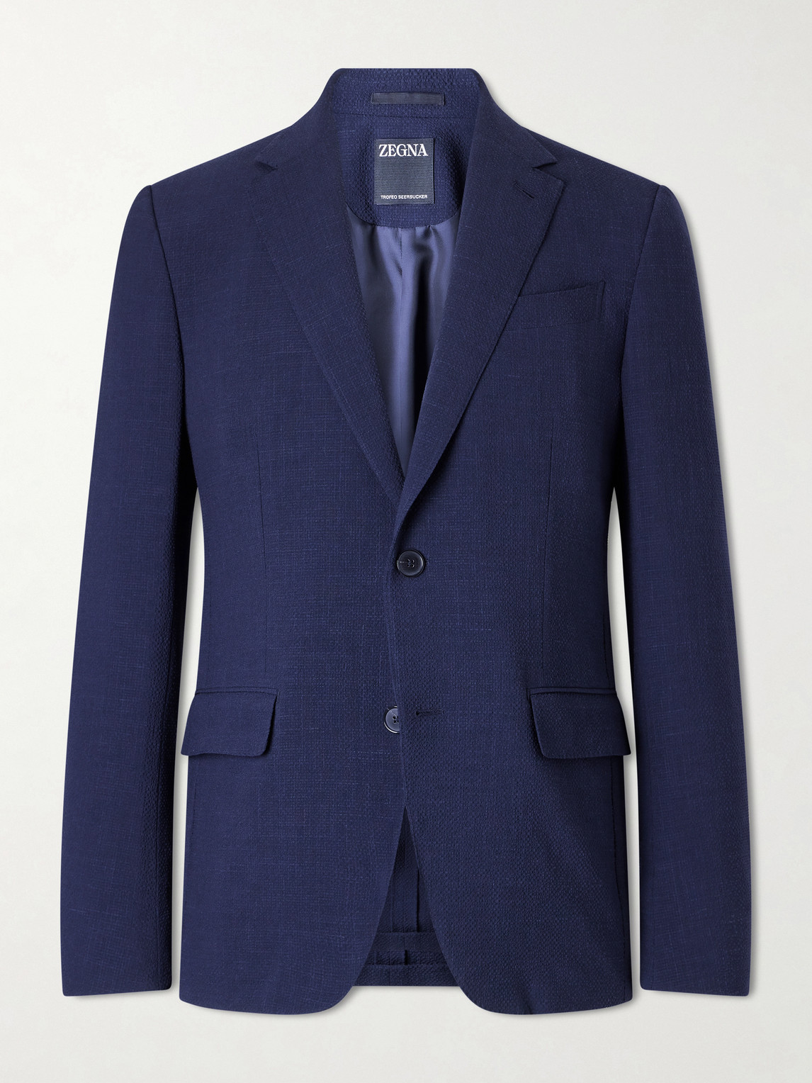 Zegna Wool, Silk and Linen-Blend Seersucker Jacket IT 46