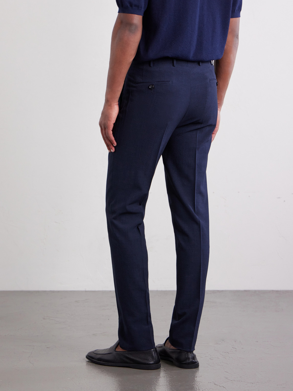 Straight-Leg Wool, Silk And Linen-Blend Seersucker Trousers