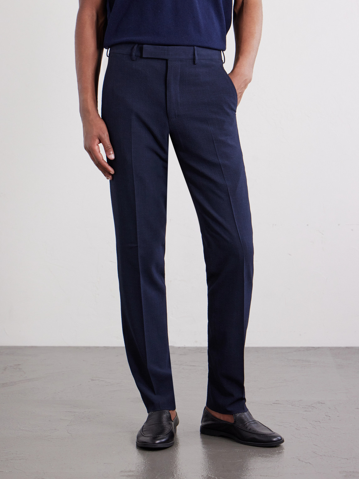 Straight-Leg Wool, Silk And Linen-Blend Seersucker Trousers
