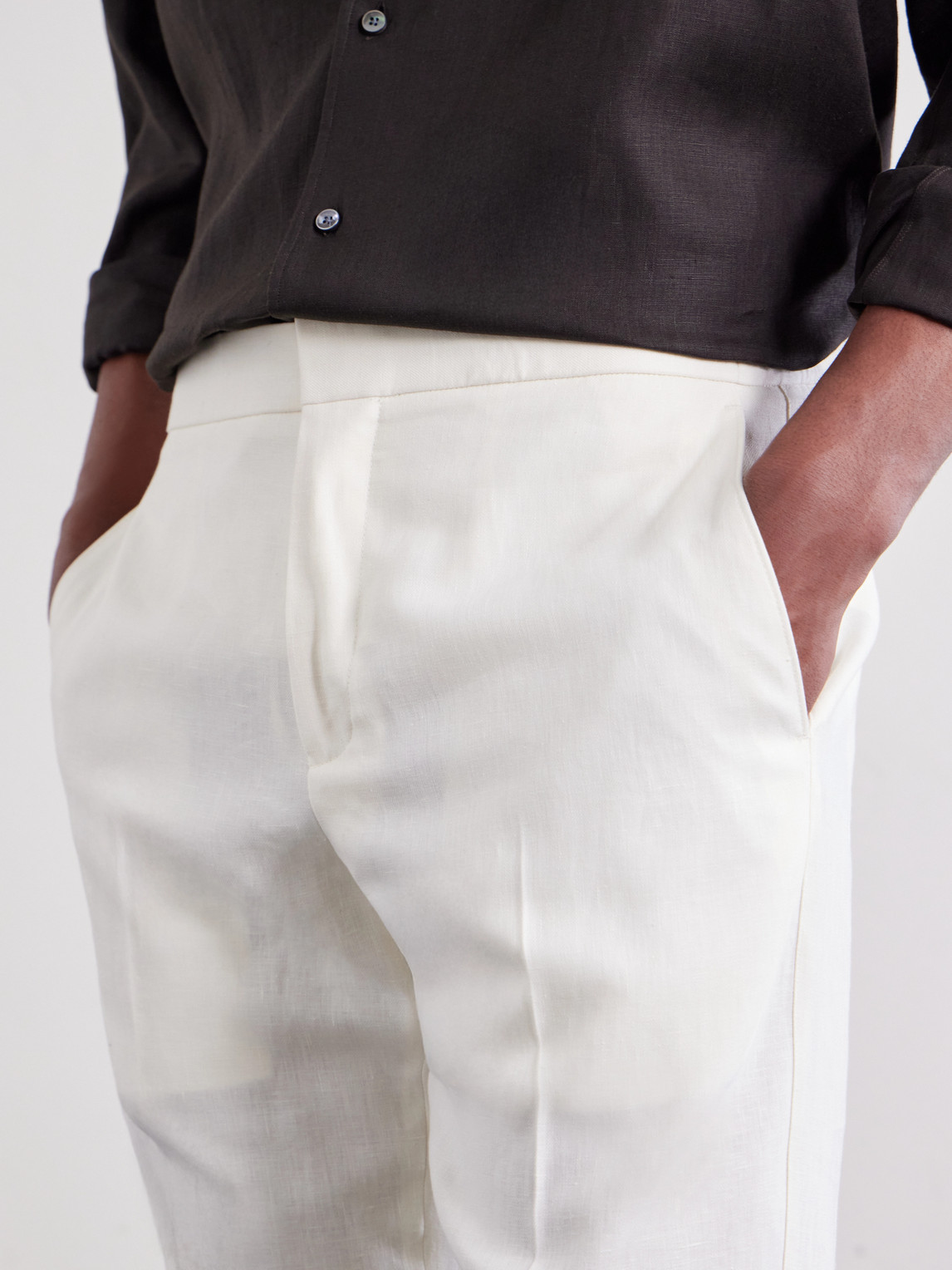 Straight-Leg Linen-Twill Trousers