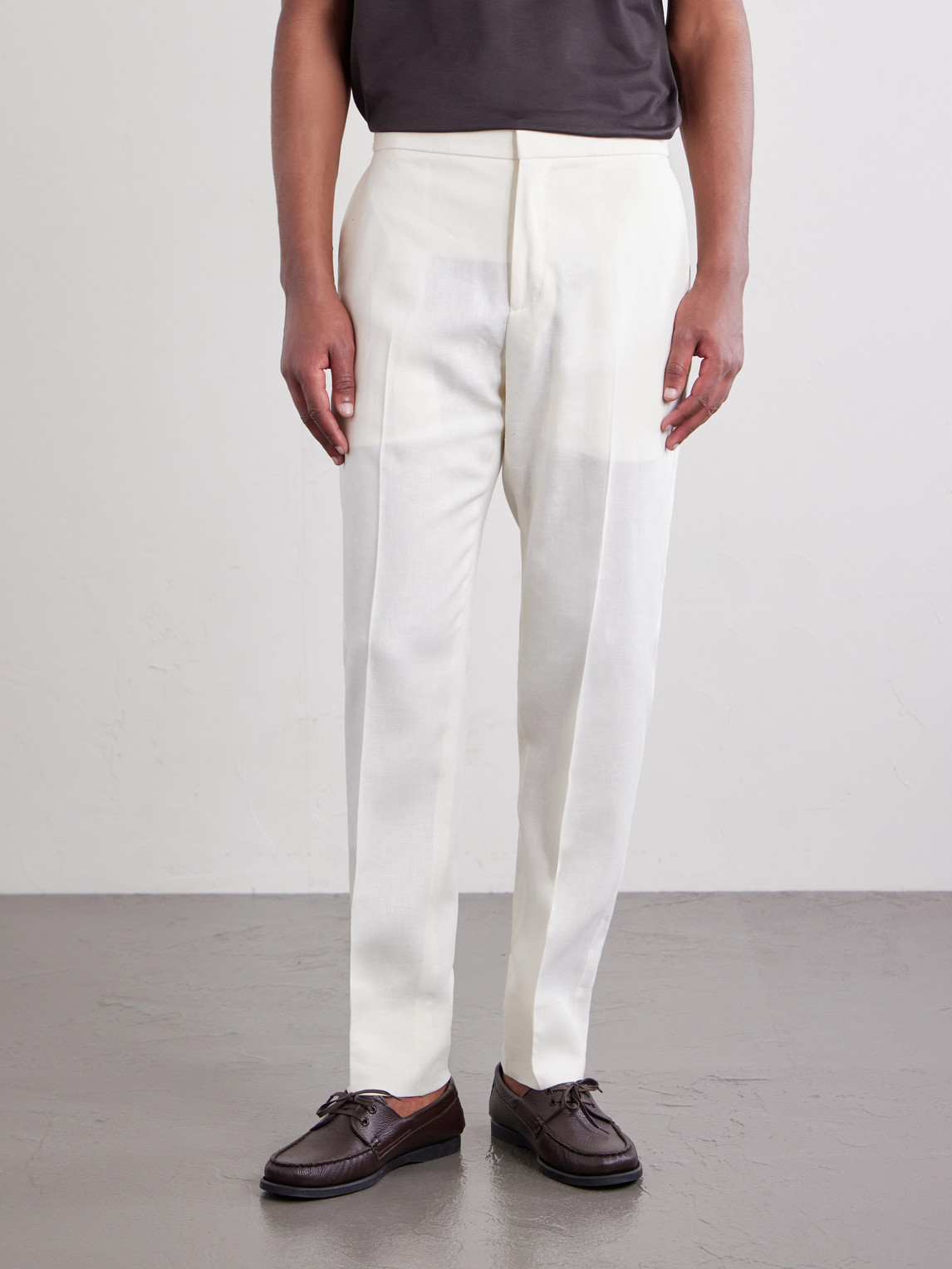 Straight-Leg Linen-Twill Trousers