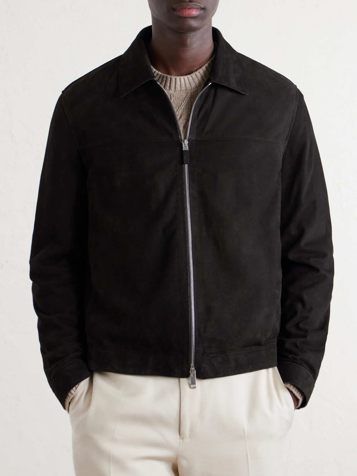  Zegna - Suede Blouson Jacket - Men - Brown - It 46 