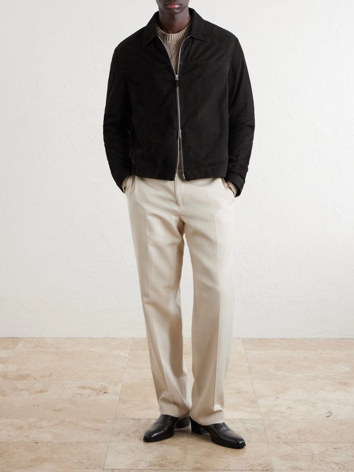 Suede Blouson Jacket