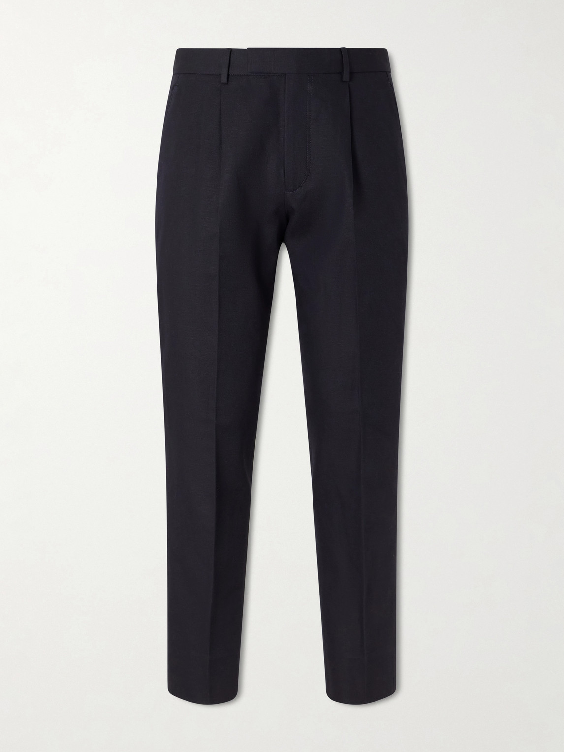 Zegna Straight-Leg Pleated Cotton and Linen-Blend Trousers IT 54