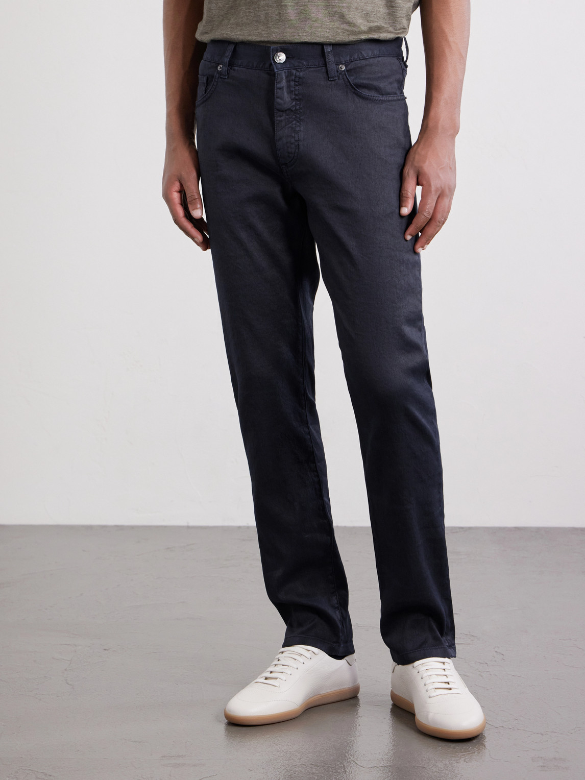Straight-Leg Linen And Cotton-Blend Jeans