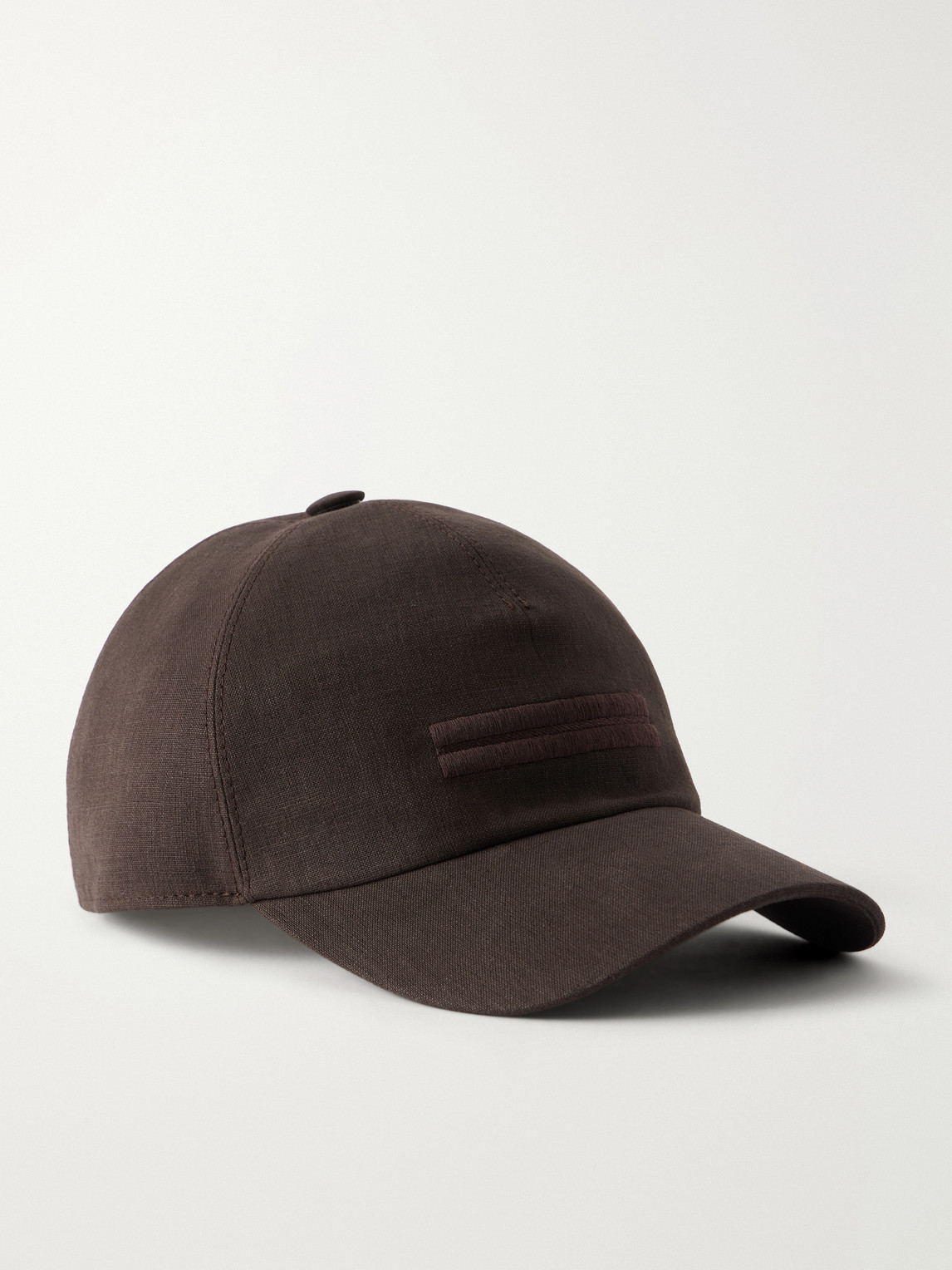 Zegna Oasi Logo-detailed Linen Baseball Cap In Brown