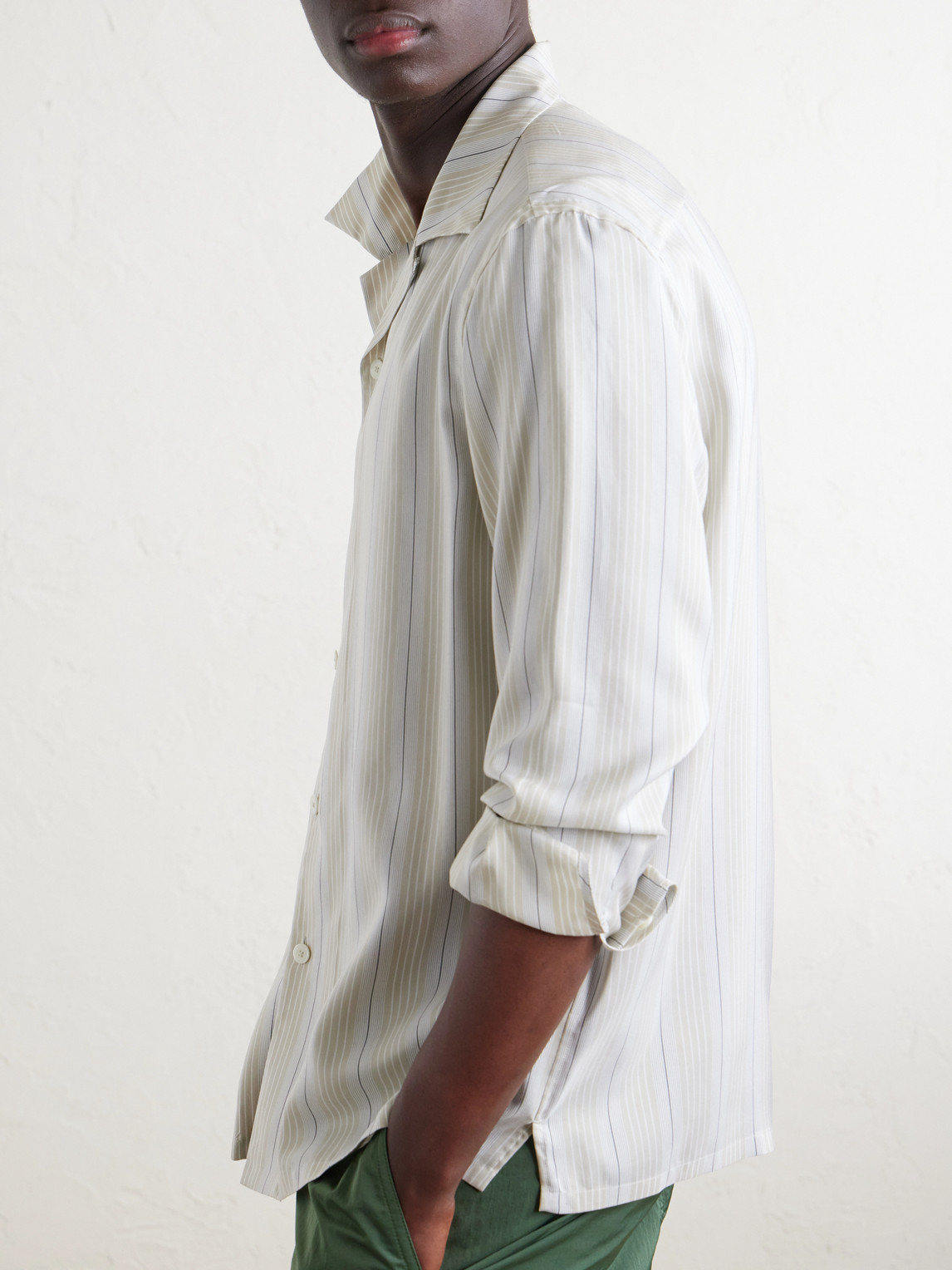 Striped Camp-Collar Shirt