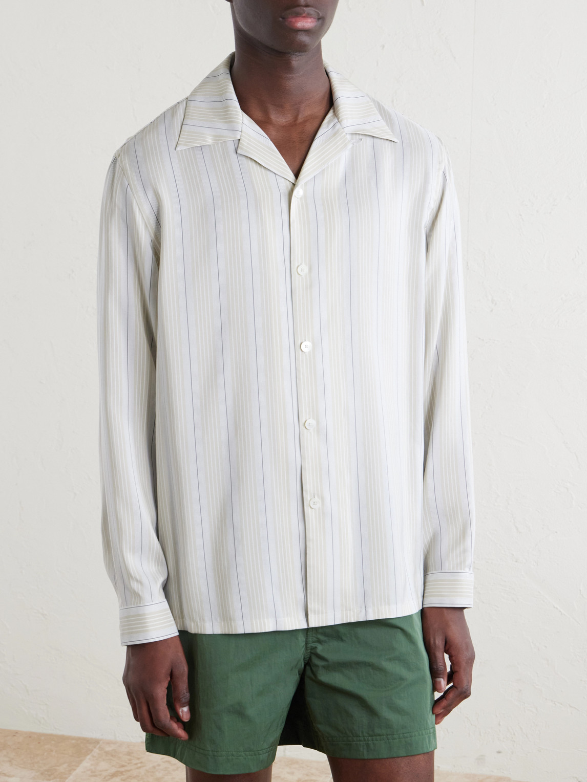 Striped Camp-Collar Shirt