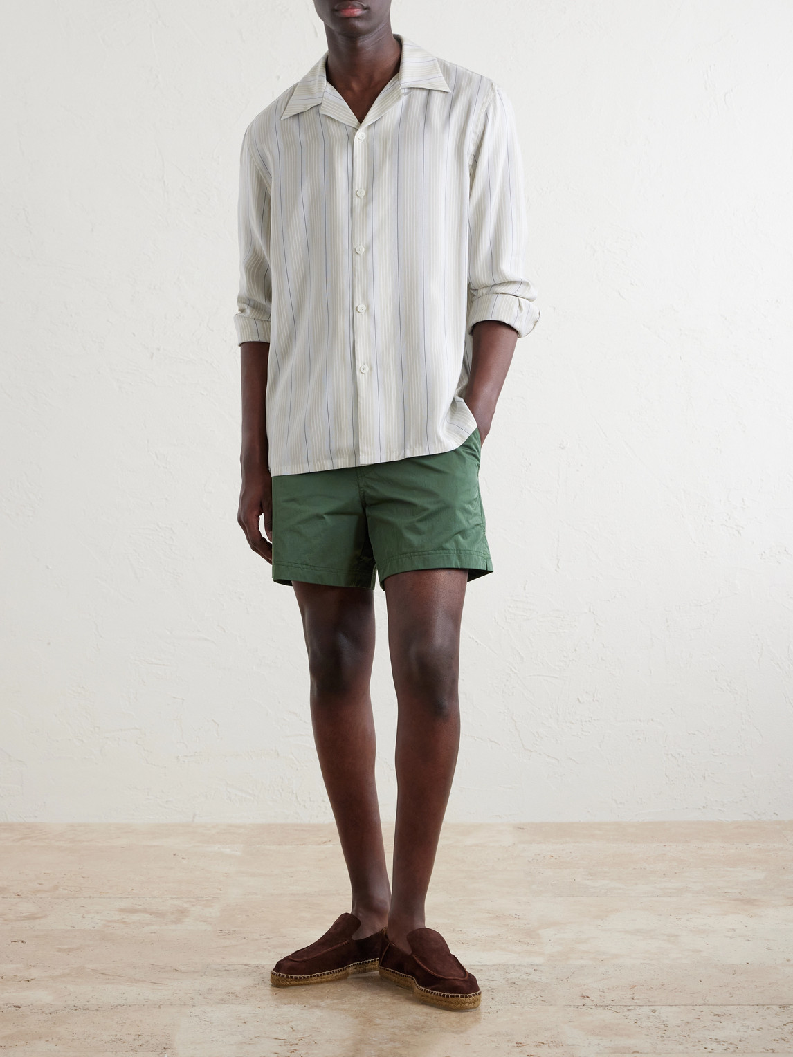 Striped Camp-Collar Shirt