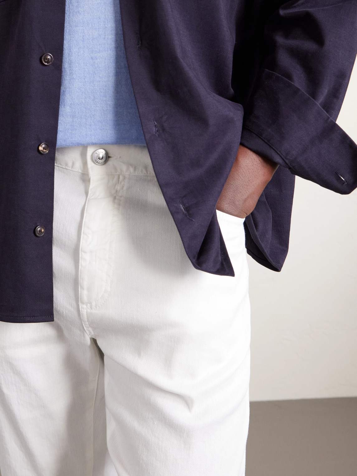 Straight-Leg Linen And Cotton-Blend Trousers