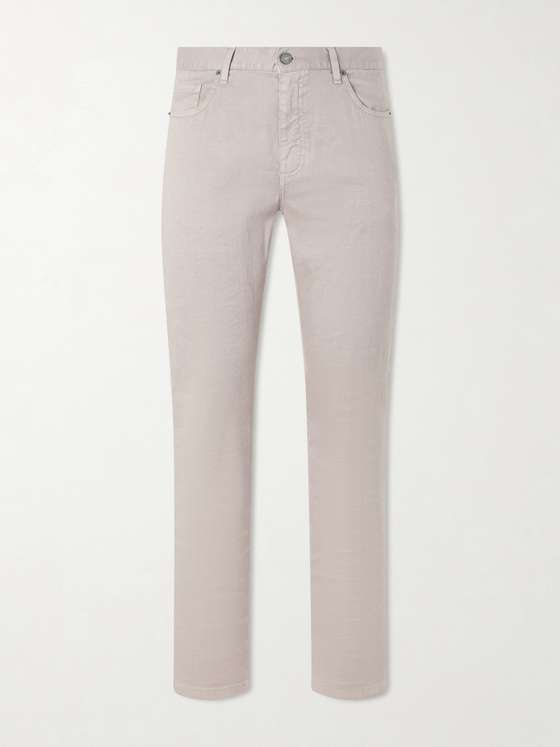 Ermenegildozegna Straight-Leg Linen and Cotton-Blend Jeans