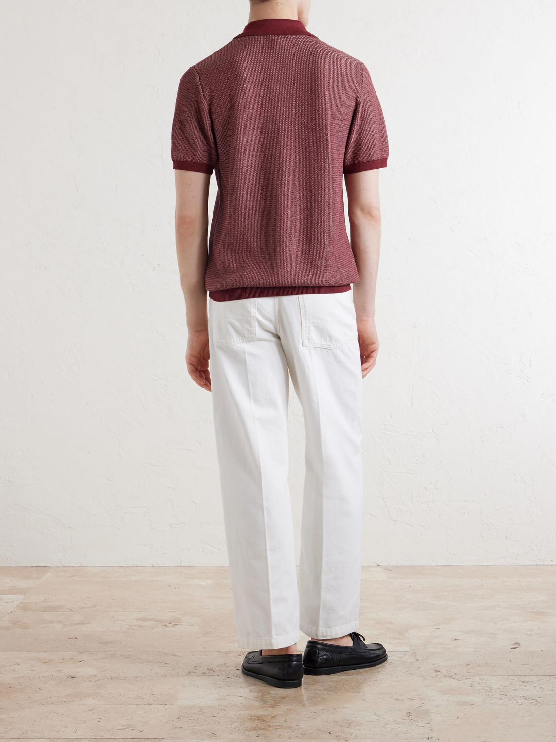 Mr P. - Honeycomb-Knit Silk And Cotton-Blend Polo Shirt